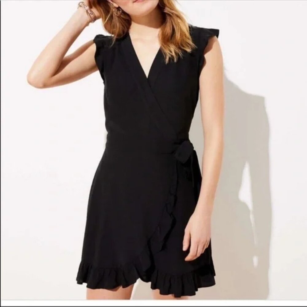 NWT Loft Ruffle Hem Faux Wrap Romper Dress